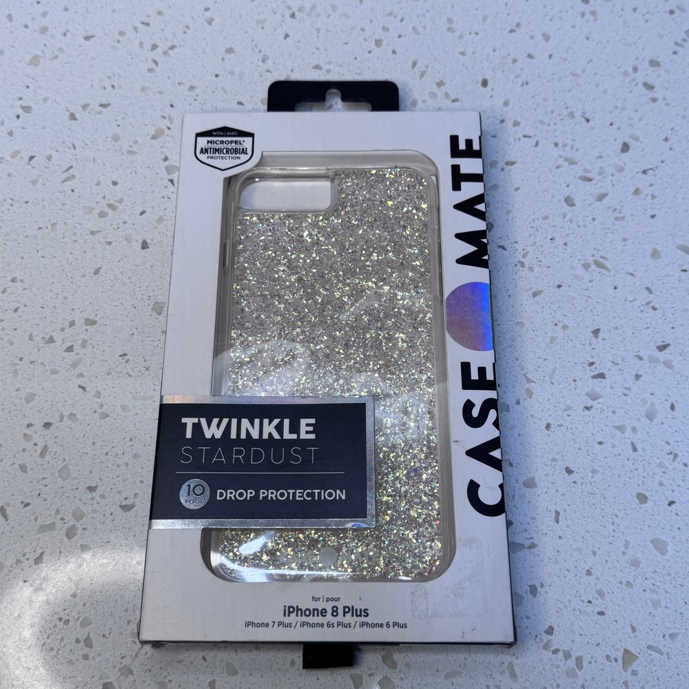 Case-Mate Twinkle Stardust for iPhone 8 7 6s 6 Plus Case Glitter Silver‎ NIB